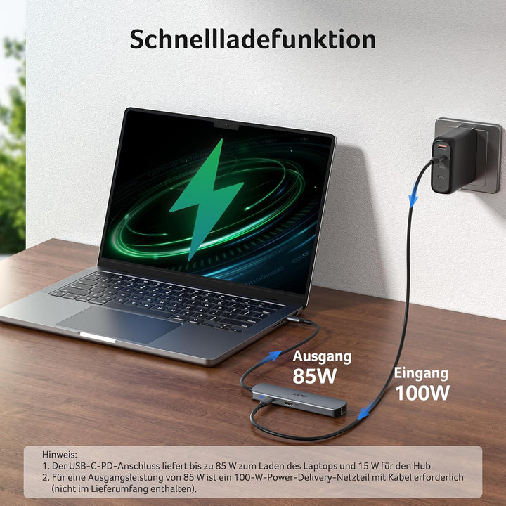 acer USB C HUB Ethernet, mit 4K@60Hz HDMI, 1000Mbps Lan, 1*USB-C + 2*USB-A 5Gbps, Typ-C 100W PD, Mul