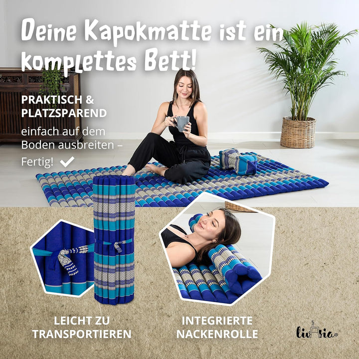 livasia Rollmatte Rollmatratze L-200x110x4,5cm, Gästebett Gästematratze 1 Person, Reisebett Kofferra
