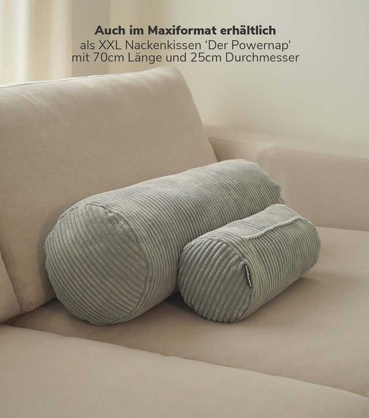 mokebo Nackenrolle mit Cordbezug 'Das Nickerchen', Nackenkissen, Kissenrolle, Zierkissen, Sofakissen