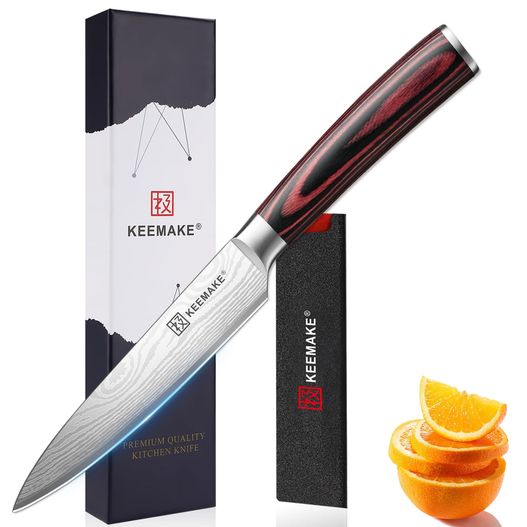 KEEMAKE Küchenmesser Klein Allzweckmesser, 13cm Scharf Gemüsemesser Kochmesser aus Edelstahl mit Kli