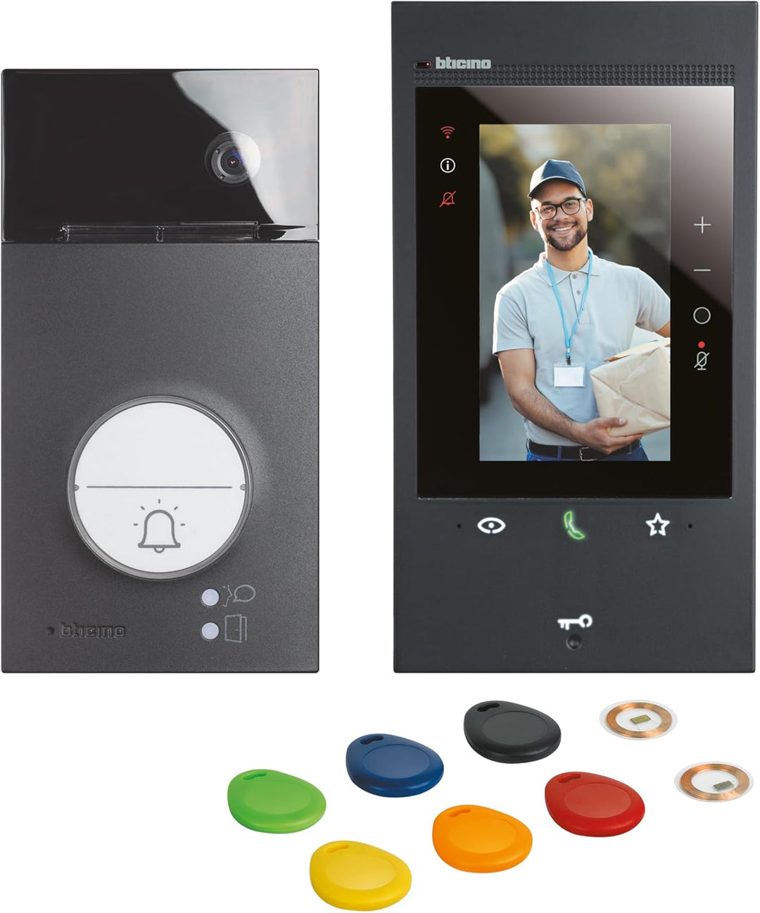 BTICINO, Flex‘ONE-Set Classe 300EOS with Netatmo in Schwarz & Linea 3000 in Schwarz, smarte Wi-Fi-Vi