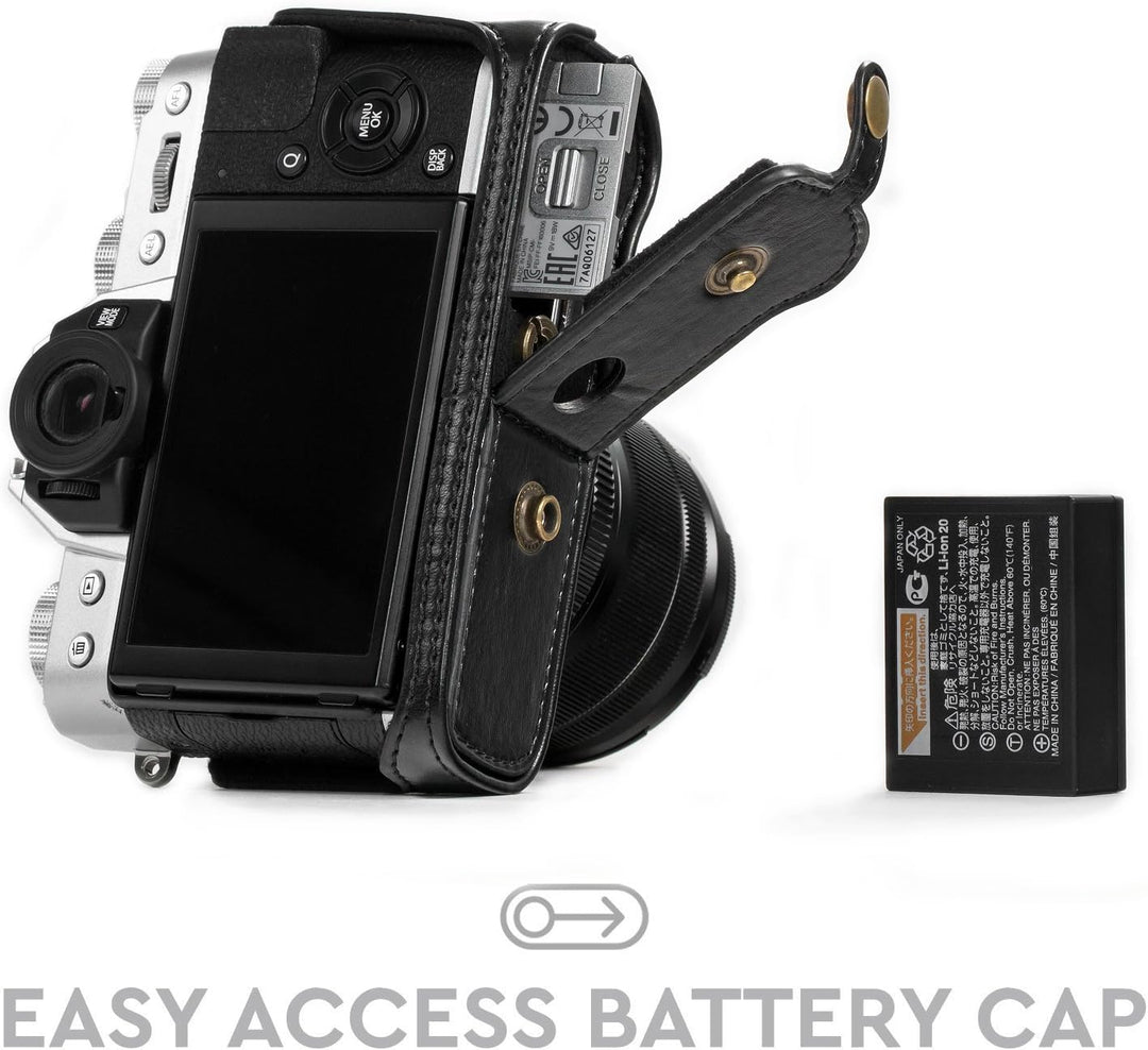 MegaGear MG576 Ever Ready Leder Kameratasche mit Trageriemen kompatibel mit Fujifilm X-T30, X-T20 (1