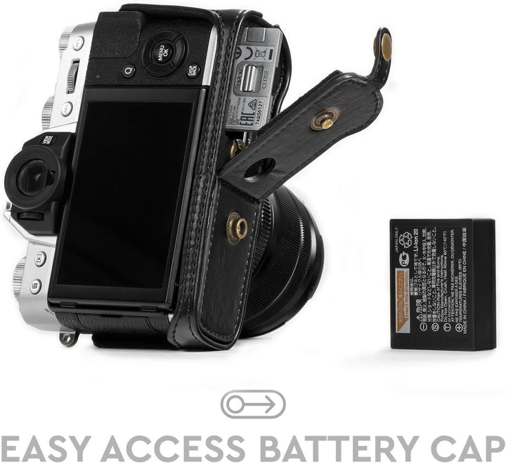 MegaGear MG576 Ever Ready Leder Kameratasche mit Trageriemen kompatibel mit Fujifilm X-T30, X-T20 (1