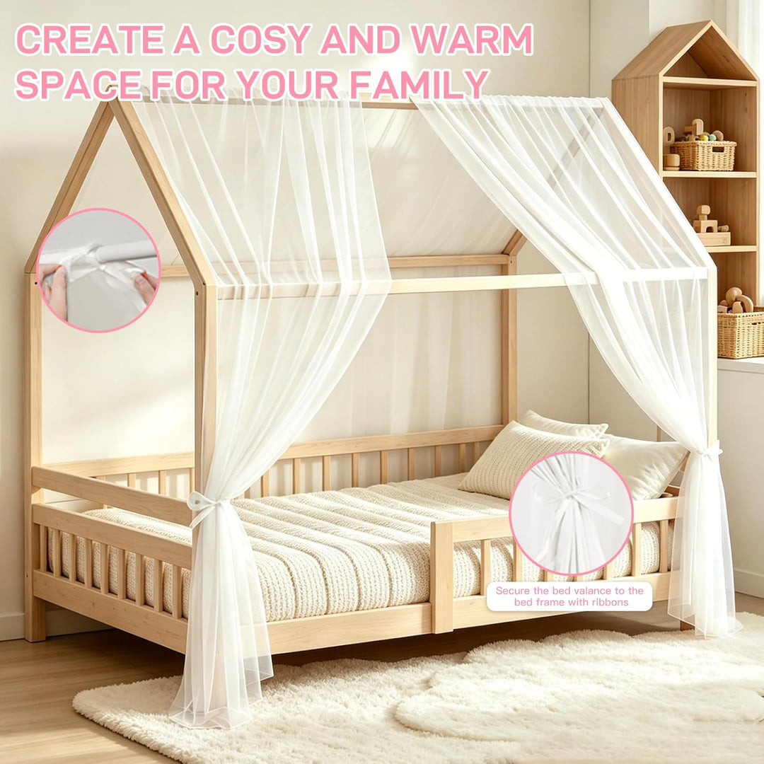 Generisch Hausbett Himmel Set, 2 Stück Betthimmel Hausbett für Hausbettdeko, Bett Vorhang für Mädche