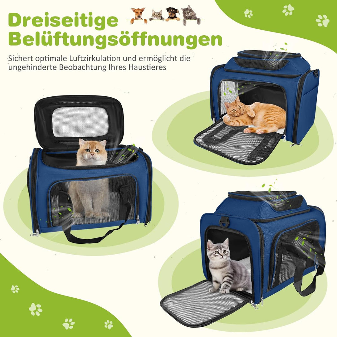 Transporttasche Katze, Transportbox für Katze Hund, Katzentransporttasche, Faltbare Haustier Trageta