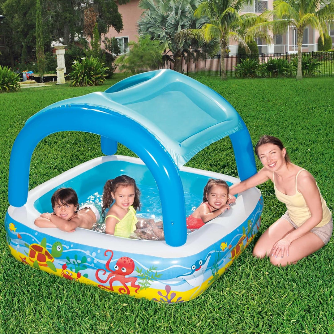 Bestway Planschbecken „Pavillon“ 140 x 140 x 114 cm, Quadratisch, Mehrfarbig, ab 2 Jahren