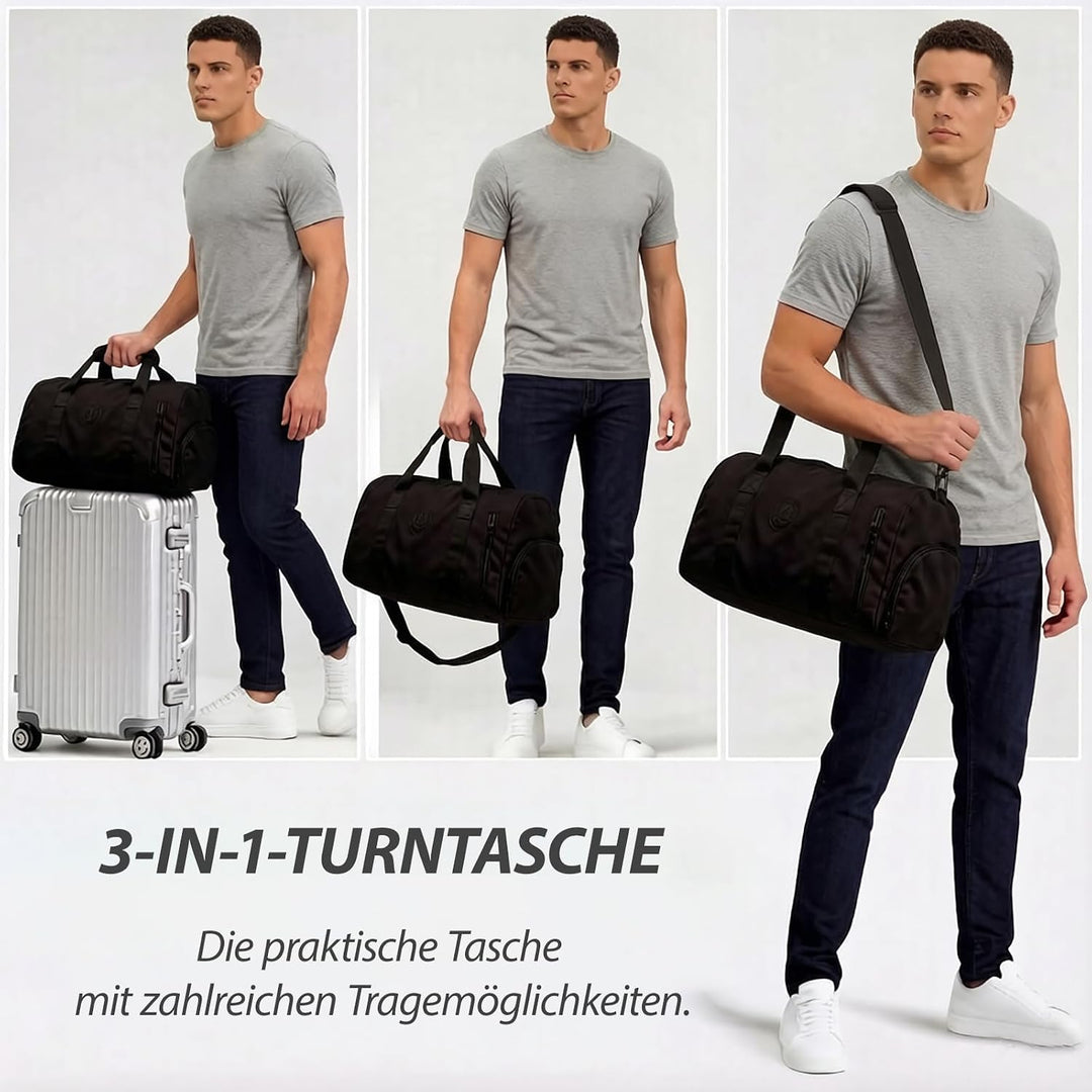 Sporttaschen Reisetaschen, 30L Reisetasche für Damen Herren, Handgepäck Tasche mit Nassfach & Schuhf