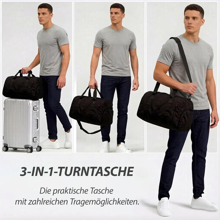 Sporttaschen Reisetaschen, 30L Reisetasche für Damen Herren, Handgepäck Tasche mit Nassfach & Schuhf