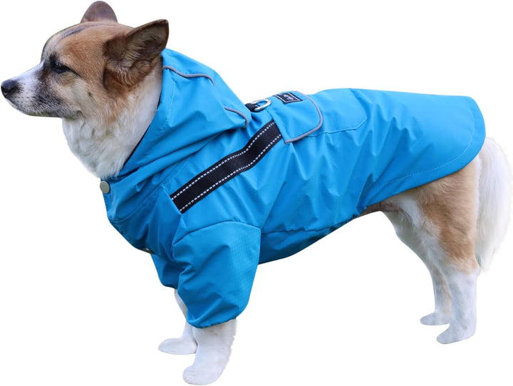 Premium-Regenmantel Mit Kapuze für Mittelgrosse Hunde, Outdoor-Sport, Wasserdichte Regenjacke, Welpe