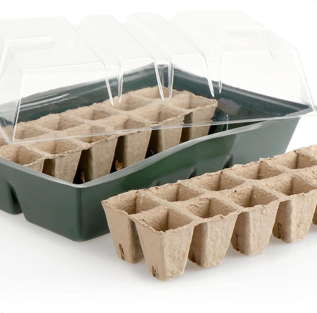 com-four® 4X Zimmergewächshaus zum Anzüchten von Pflanzen - Anzuchtset für 96 Pflanzen - Pflanzkaste