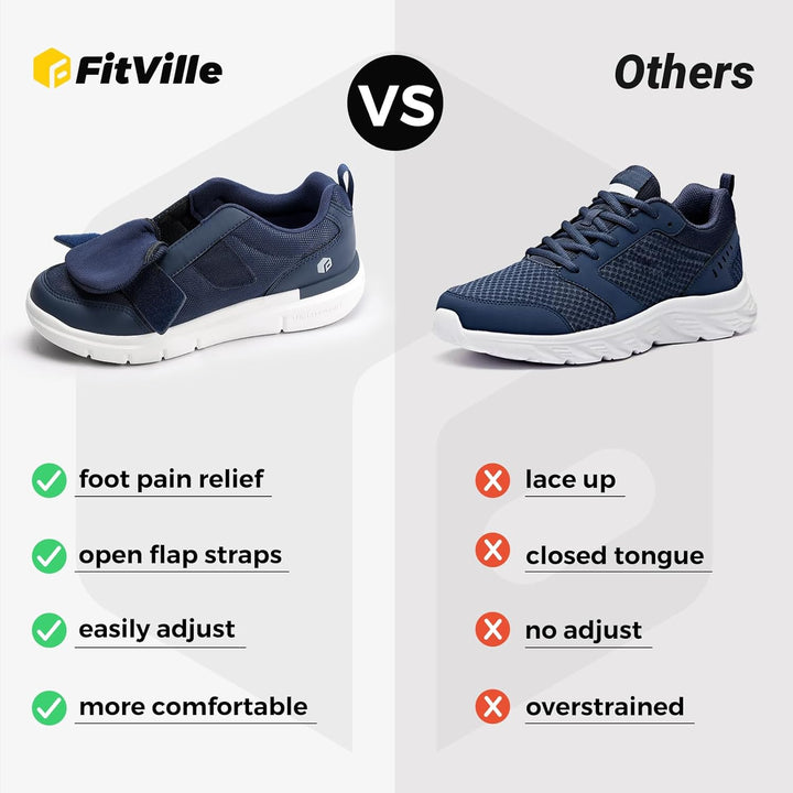 FitVille Diabetiker Schuhe Herren Extra Weit mit Klettverschluss überbreite weiche Gesundheitsschuhe