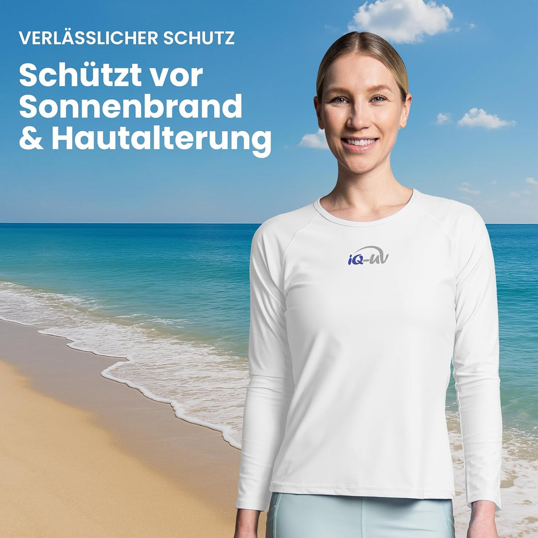 iQ-UV Sportshirt Damen Langarm – Elastisches UV Shirt für Damen für Wasser & Sport – Rash Guard mit