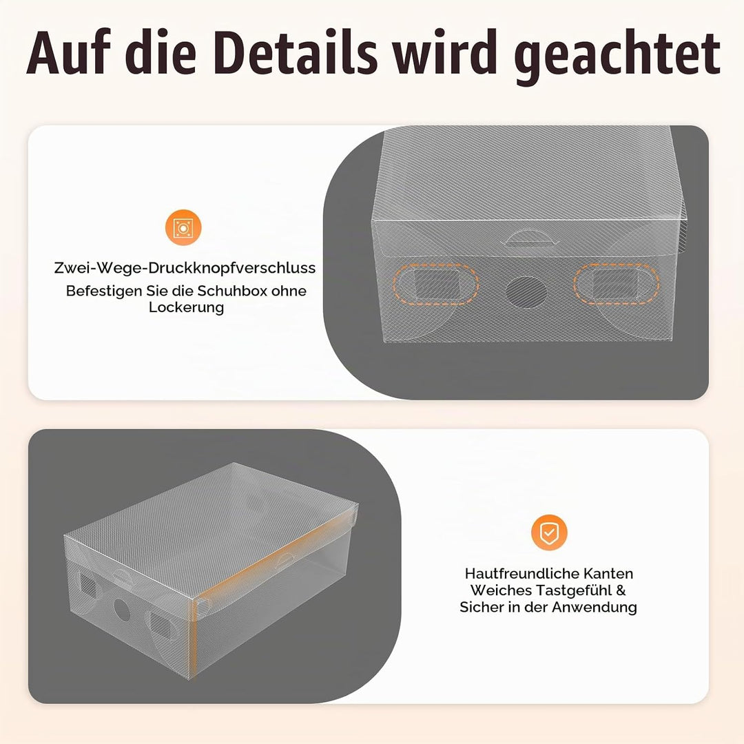 Schuhboxen 20 Stück Schuhboxen Stapelbar Transparent Schuhorganizer PP Schuhbox mit Runde Belüftungs