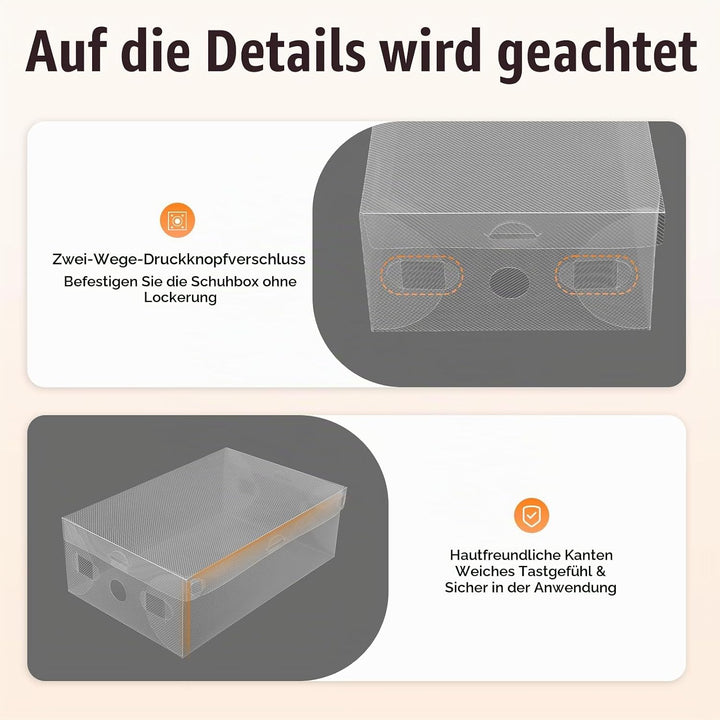 Schuhboxen 20 Stück Schuhboxen Stapelbar Transparent Schuhorganizer PP Schuhbox mit Runde Belüftungs
