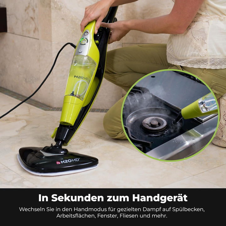 H2O HD Dampfreiniger &amp; Dampfbesen - Tötet 99,9% der Bakterien ohne Reinigungschemikalien (H20 HD Ste