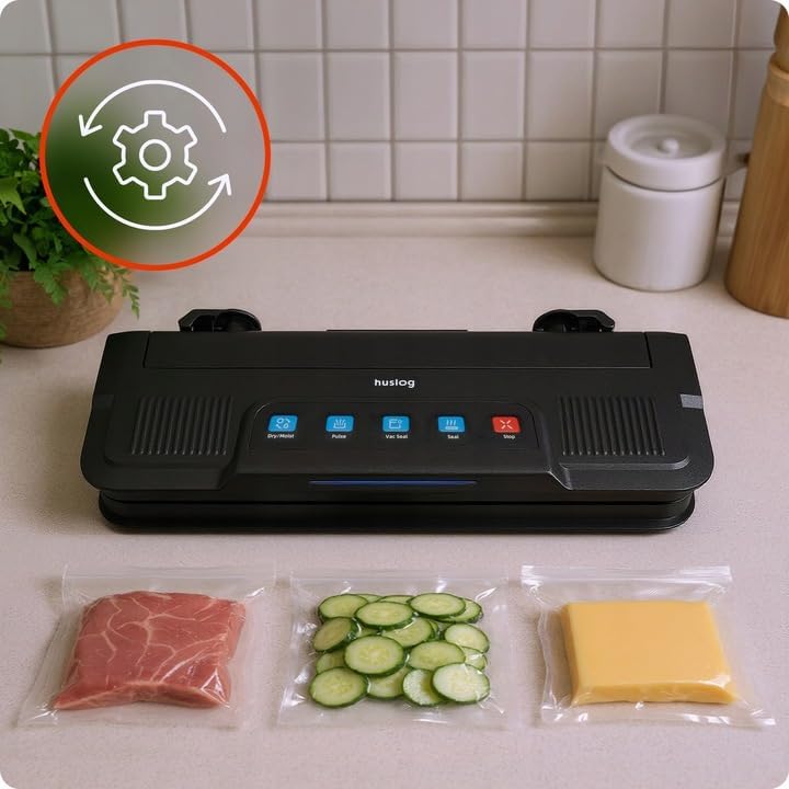 Vakuumiergerät 110W mit Folienspender &amp; integriertem Cutter, 32 cm Doppel-Schweissnaht, 6 Modi Dry/M