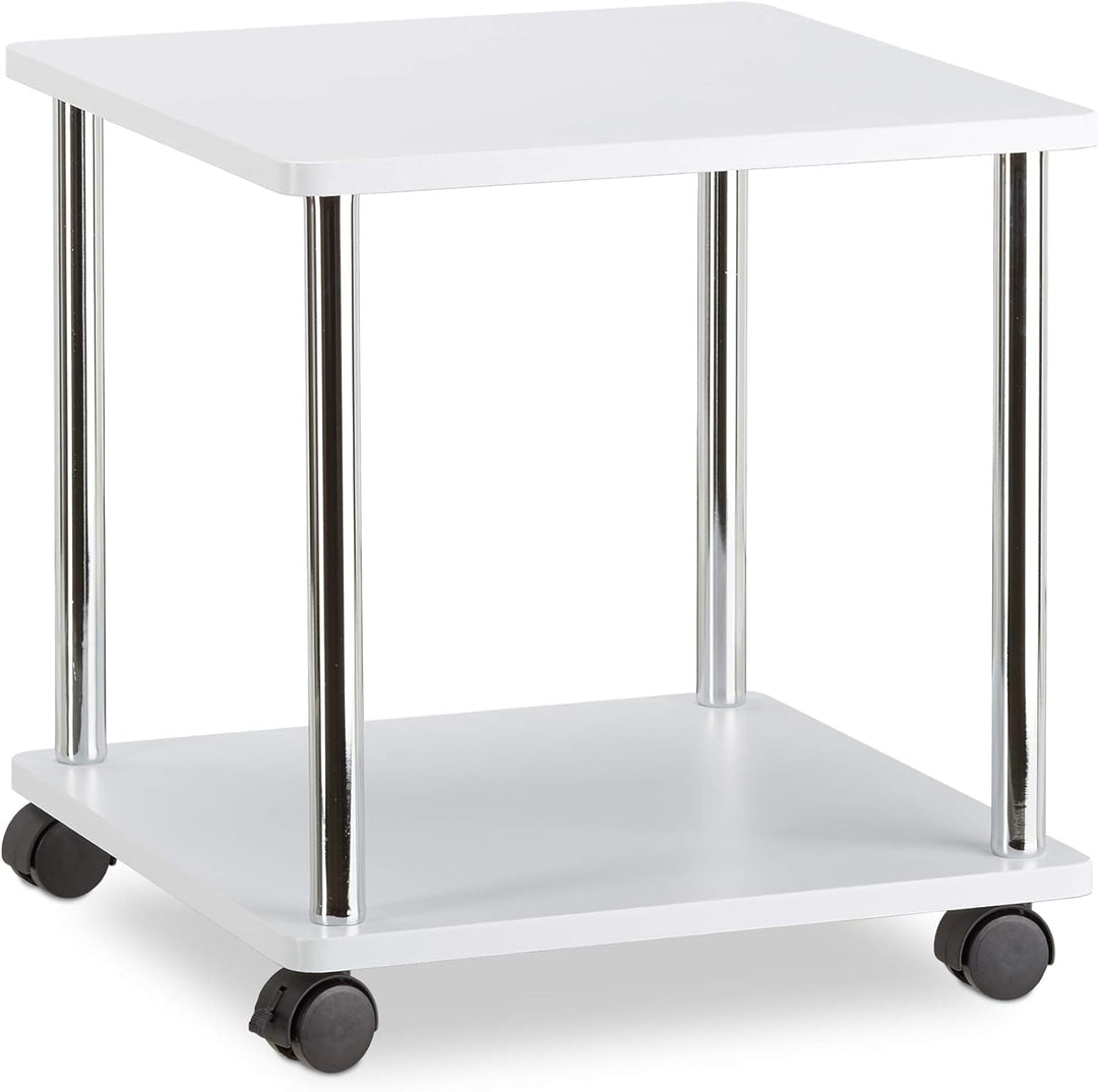 Relaxdays Beistelltisch rollbar, Allzweckwagen Holz, 4 Rollen, quadratischer Couchtisch, HxBxT: 41,5