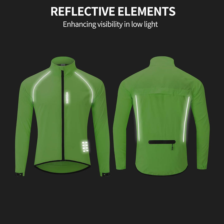 WOSAWE Herren-Fahrradjacke, Winddichte Radjacke Ultraleichte Sportbekleidung mit Reflektierendem Trä