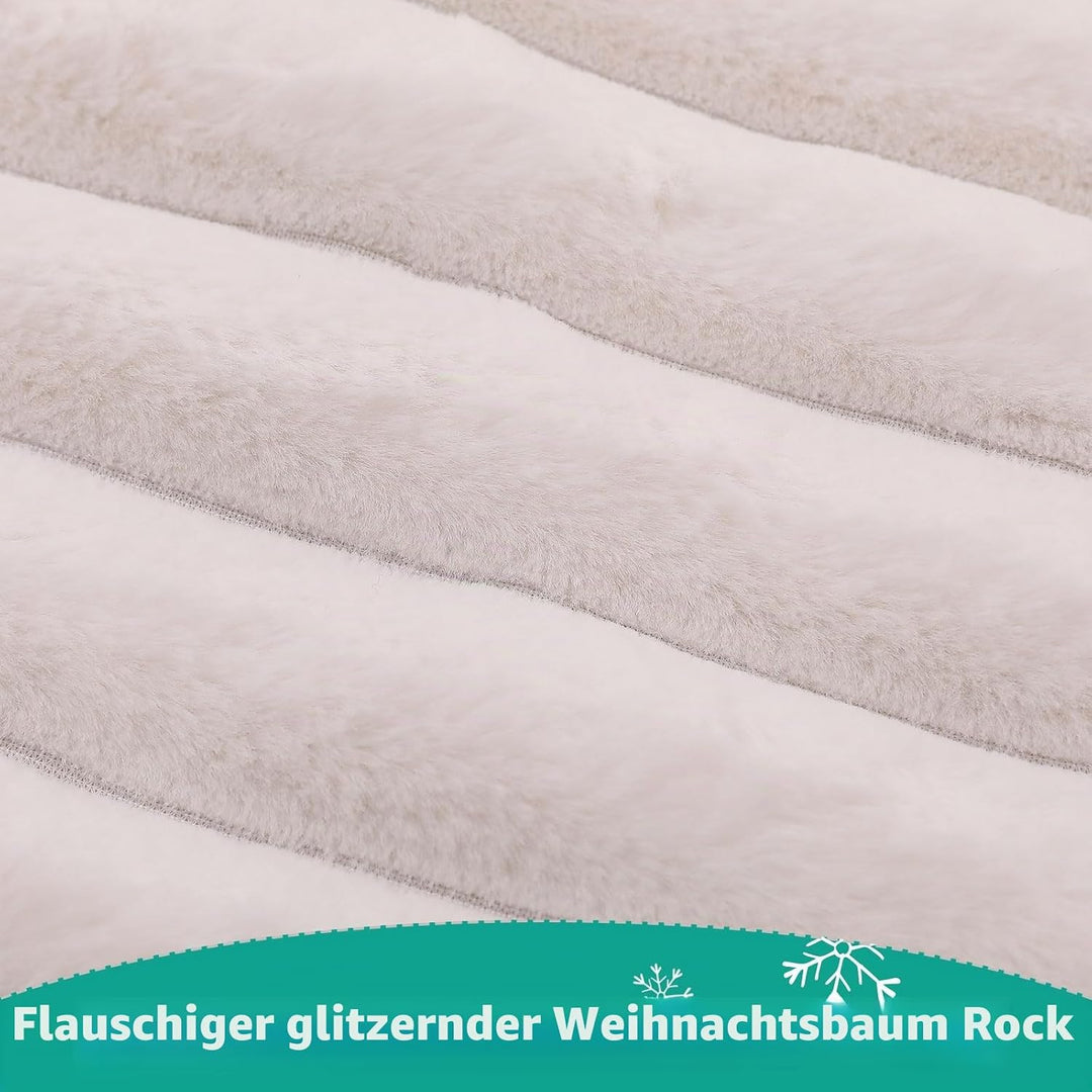 KONVINIT Weihnachtsbaumdecke Weiss Luxus Kunstfell Round Christbaumdecke Weihnachtsbaumrock Weihnach
