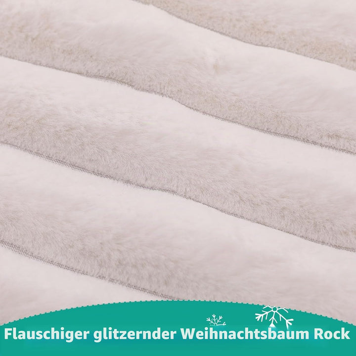 KONVINIT Weihnachtsbaumdecke Weiss Luxus Kunstfell Round Christbaumdecke Weihnachtsbaumrock Weihnach
