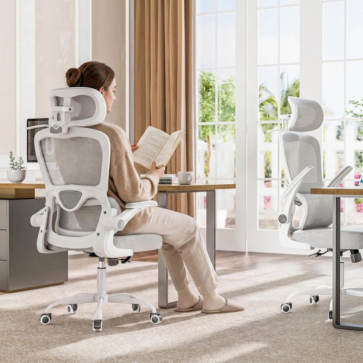 Farini Schreibtischstuhl mit Kleiderständer Bürostuhl Ergonomisch mit Verstellbarer Kopfstütze, Offi