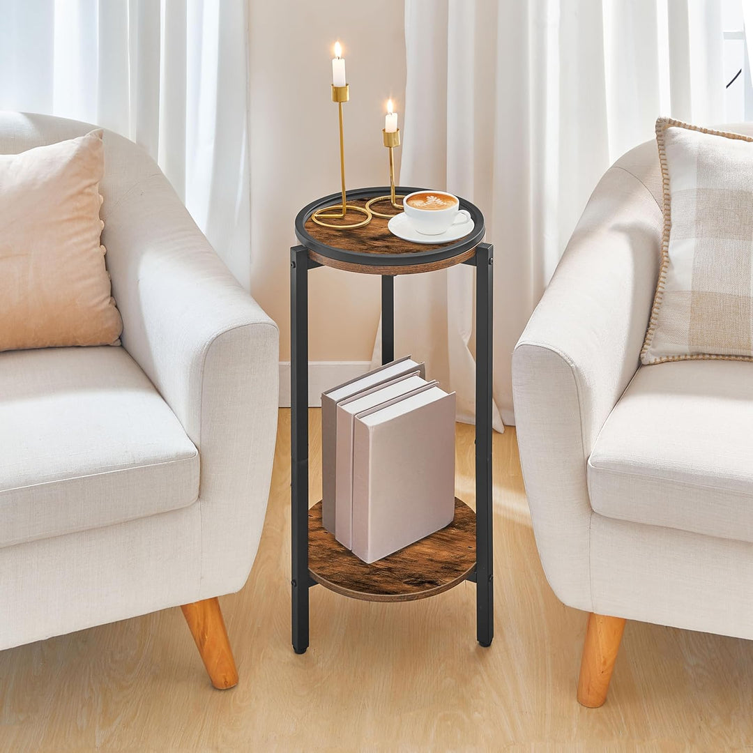 HOOBRO Beistelltisch, Kleiner Tisch, 2-stufiger runder Couchtisch, Sofatisch, Getränketisch, für kle