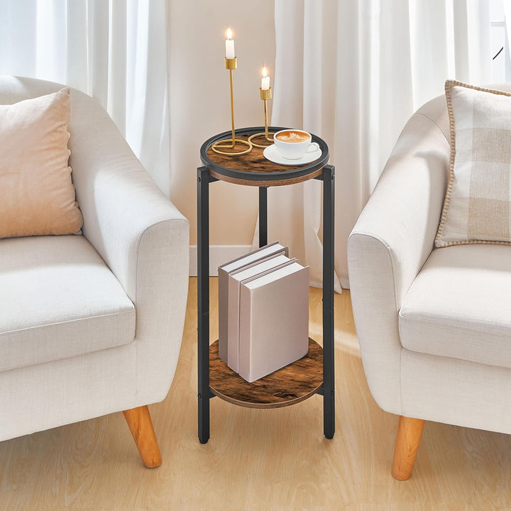 HOOBRO Beistelltisch, Kleiner Tisch, 2-stufiger runder Couchtisch, Sofatisch, Getränketisch, für kle