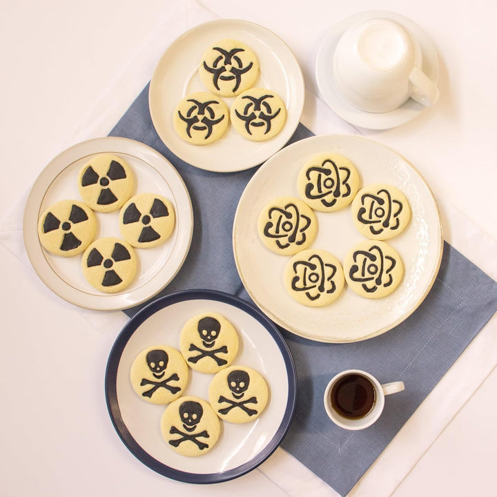 4er Set Wissenschaftssymbole Ausstechformen (Formen: Atom, Biohazard, Radioaktivität und Gift), 4 Te