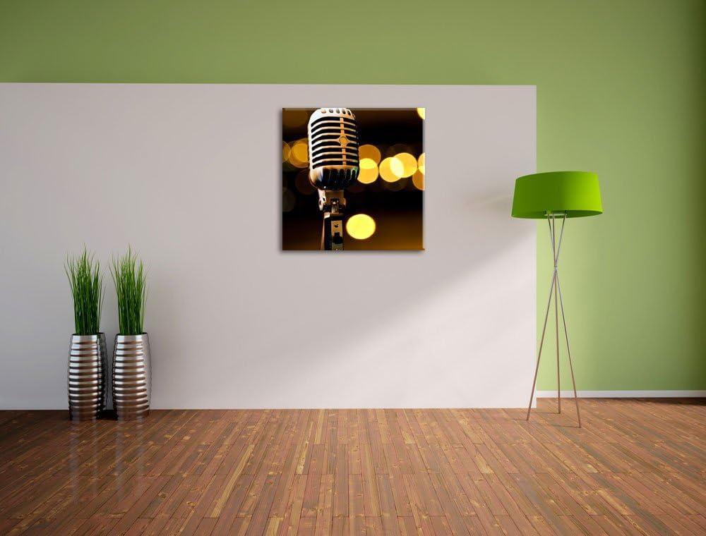Altes Retro Mikrofon, Format: 70x70 auf Leinwand, XXL riesige Bilder fertig gerahmt mit Keilrahmen,