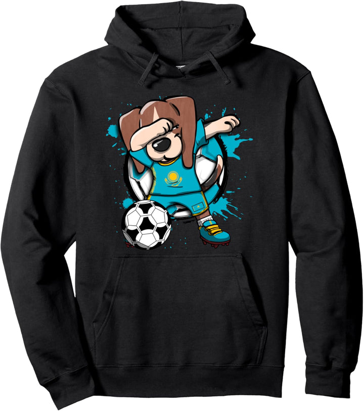 Dabbing Beagle Kasachstan Fussball Kasachstanische Flagge Pullover Hoodie