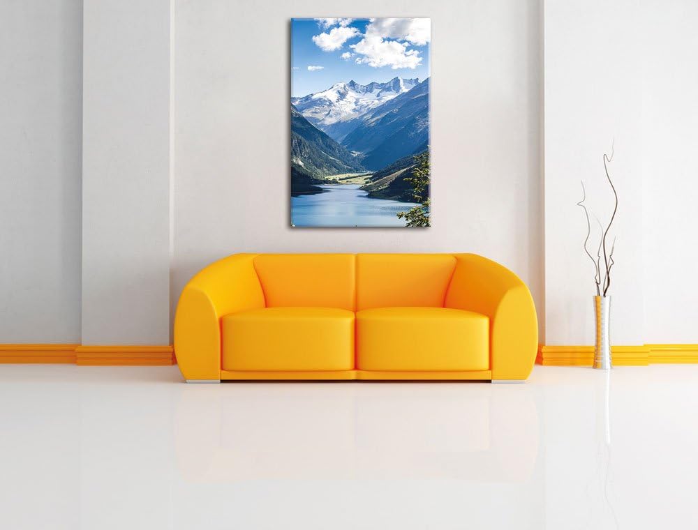 Pixxprint See an Bergen, Format: 100x70 auf Leinwand, XXL riesige Bilder fertig gerahmt mit Keilrahm