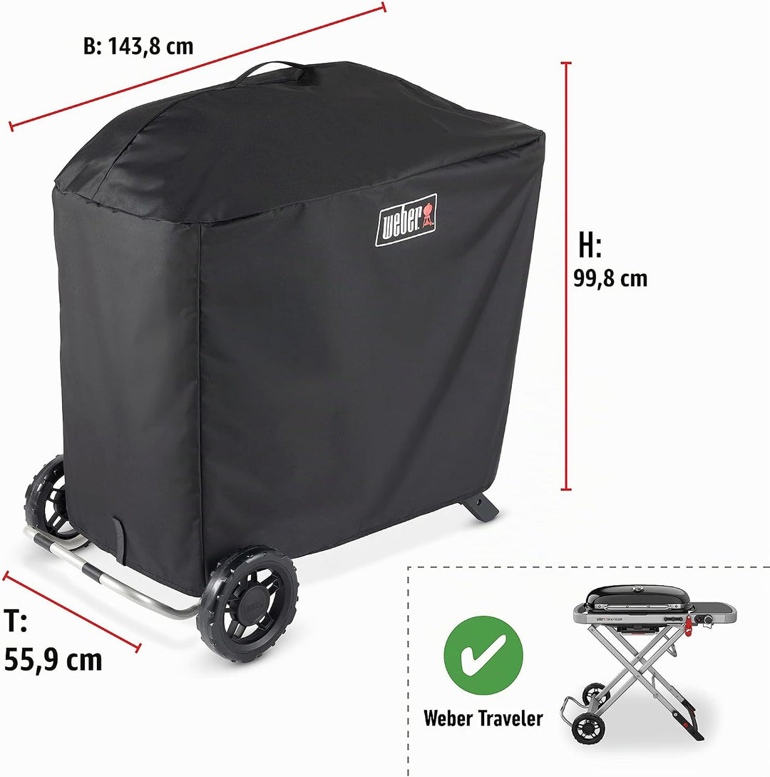 Weber Premium Grill Abedeckhaube für den Traveler Gas Grill, atmungsaktiv UV- &amp; wasserbeständig, Sch