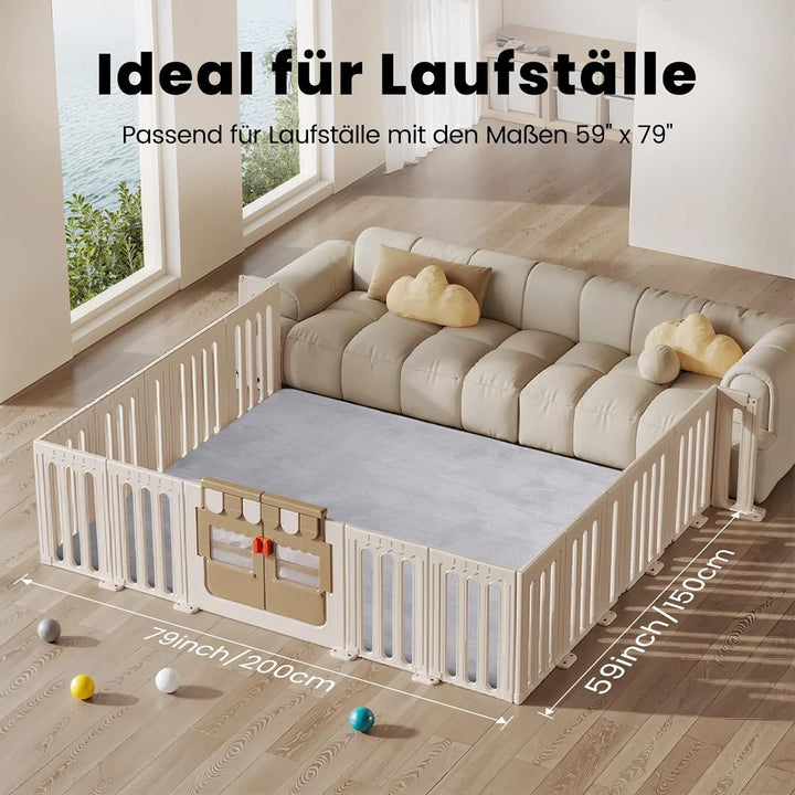 Krabbelmatte Baby 150×200cm, 3cm Dicke Schaumstoff Spielmatte, Ultraweiche Stütze und Plüschiges Gef