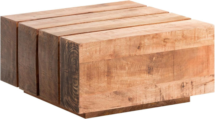 Woodkings Couchtisch Dakota | 70x70 aus rustikalem Massivholz | Balkentisch für das Wohnzimmer | Lan