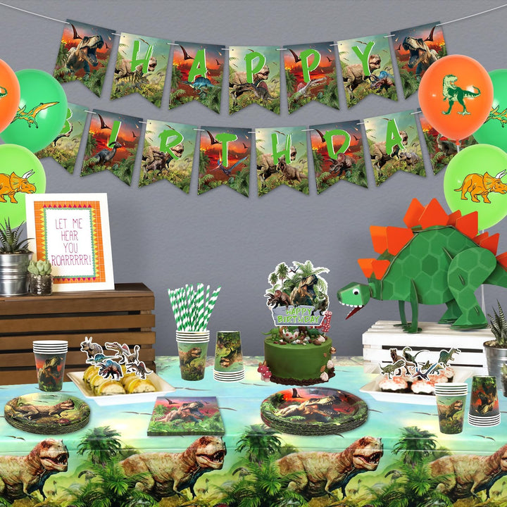Obussgar Dinosaurier Geburtstag Party Dekorationen - Dinosaurier Party Zubehör einschliesslich Banne