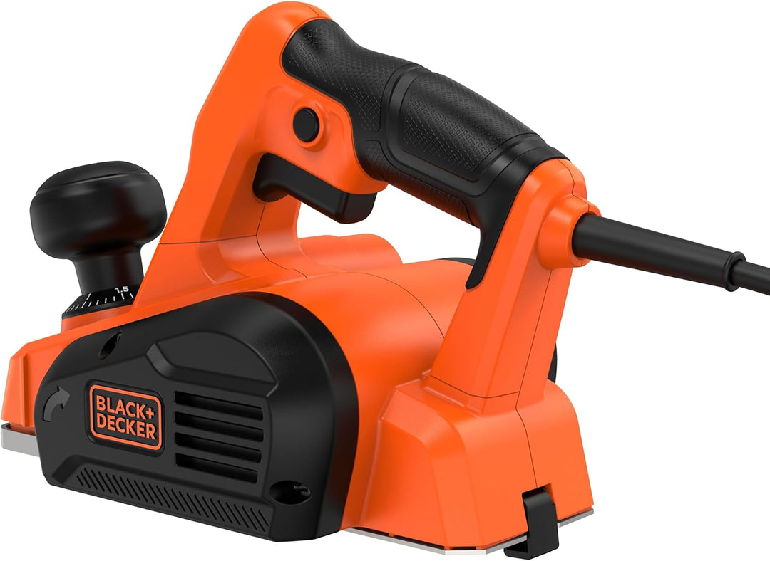 Black+Decker 710W Elektrohobel BEW712 (sehr kompakter Hobel, bis zu 2mm Spantiefe, 11mm Falztiefe, 8
