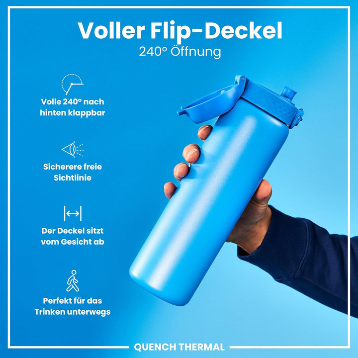 Ion8 Vakuumisolierte Edelstahl-Trinkflasche, 1 Liter, 920 ml, Auslaufsicher, Einhandöffnung, Sichere
