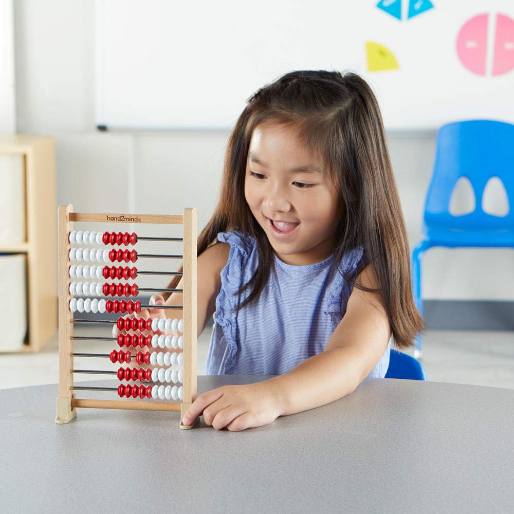Learning Resources Mini-Rechenrahmen mit 100 Perlen, (Set mit 4 Stück), Mathematik-Abakus für Kinder
