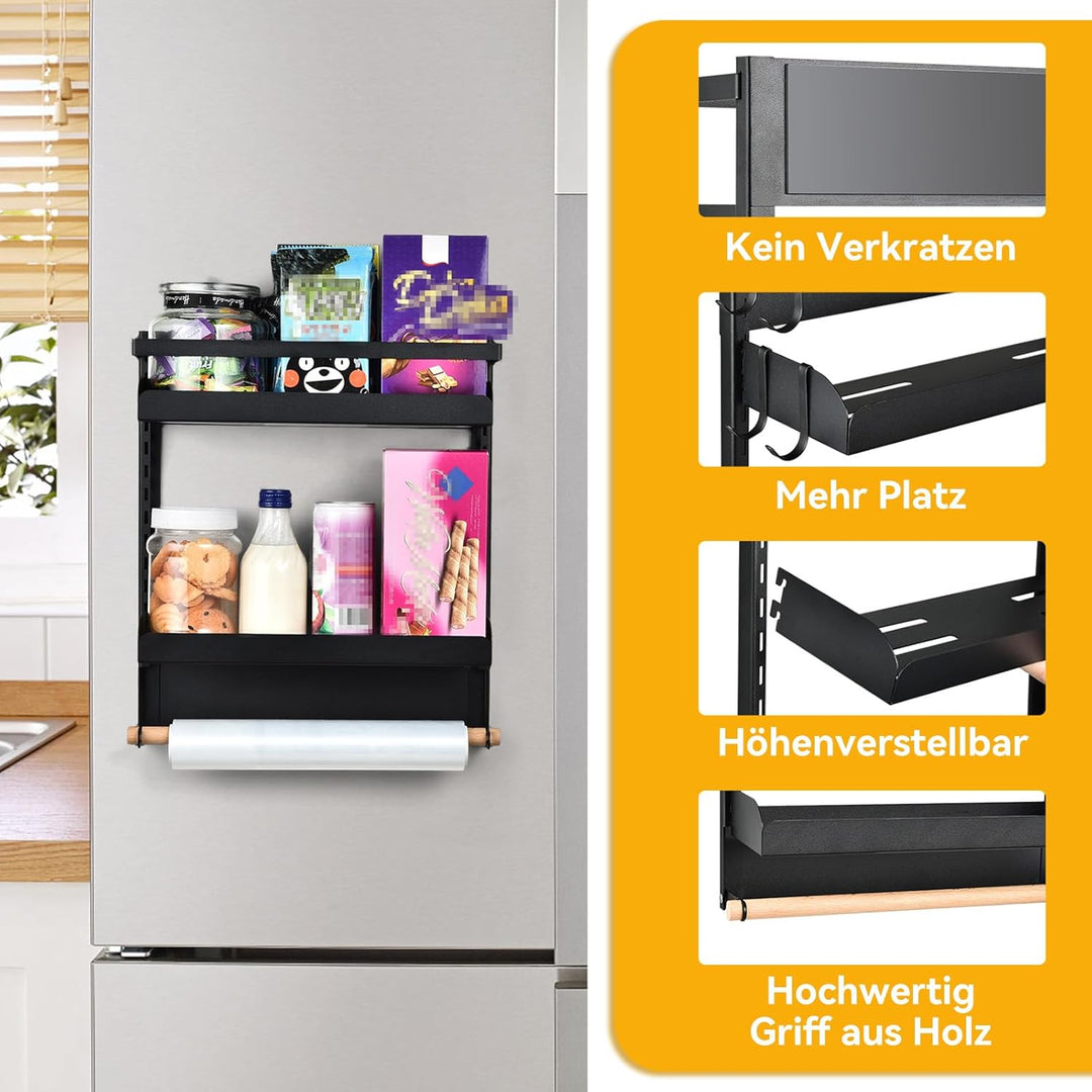 aceyoon Magnet Regal Kühlschrank, 2 Etagen Kühlschrank Regal Hängeregal für Kühlschrank Magnet Gewür