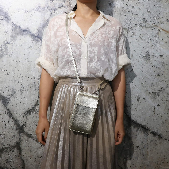 SH Leder Damen Handytasche Umhängetasche Geldbörse Multifunktion Beutel aus Echtleder Verstellbar Sc