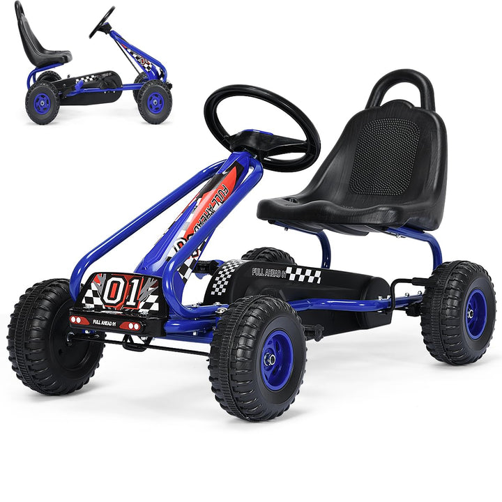 SOARS Gokart, Tretauto mit verstellbarem Sitz & Fusspedal, Go Kart mit Handbremse, Kinderspielfahrze