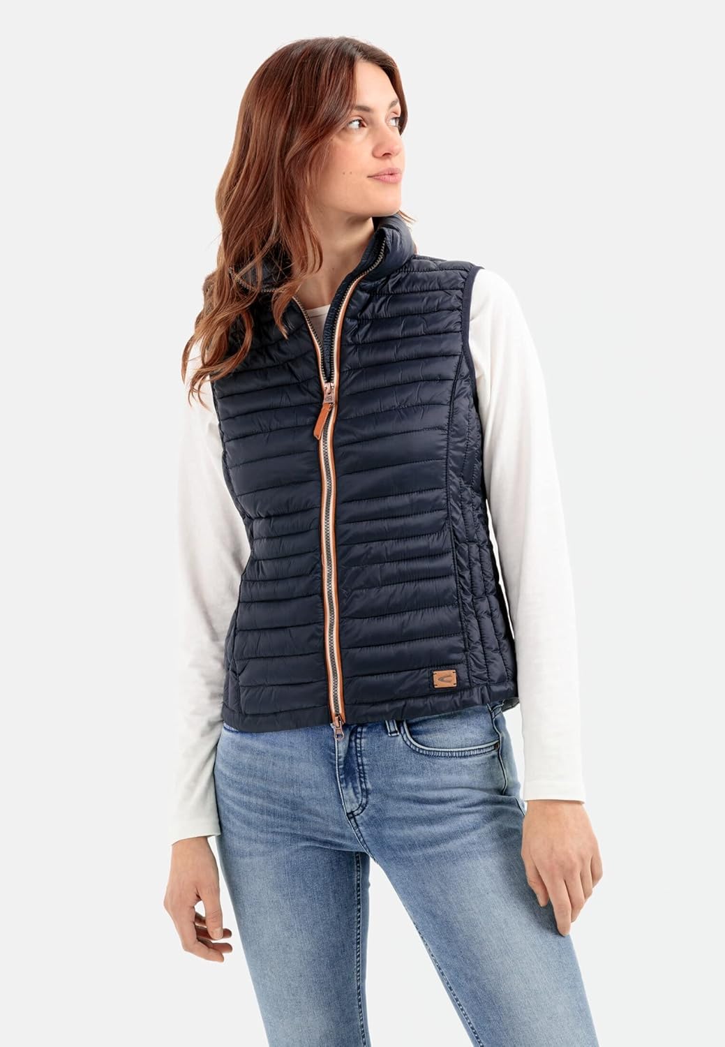 camel active Damen kurze leichte Steppweste mit elastischen Bündchen 70 Dunkelblau, 70 Dunkelblau