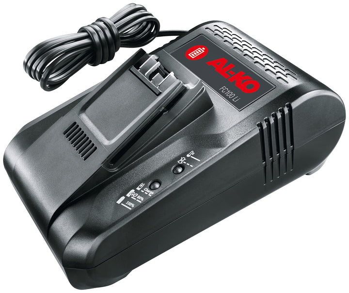 AL-KO 18 V BOSCH HOME AND GARDEN COMPATIBLE Akku-Ladegerät FC100 Li, 3 A Ladestrom, 50/60 Hz, mit LE
