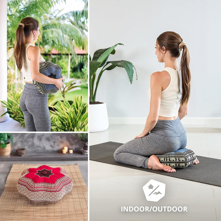 Livasia Meditationskissen Stern, Yogakissen mit Kapok, Pouf, Bodenkissen sternförmig Yoga Zen Medita
