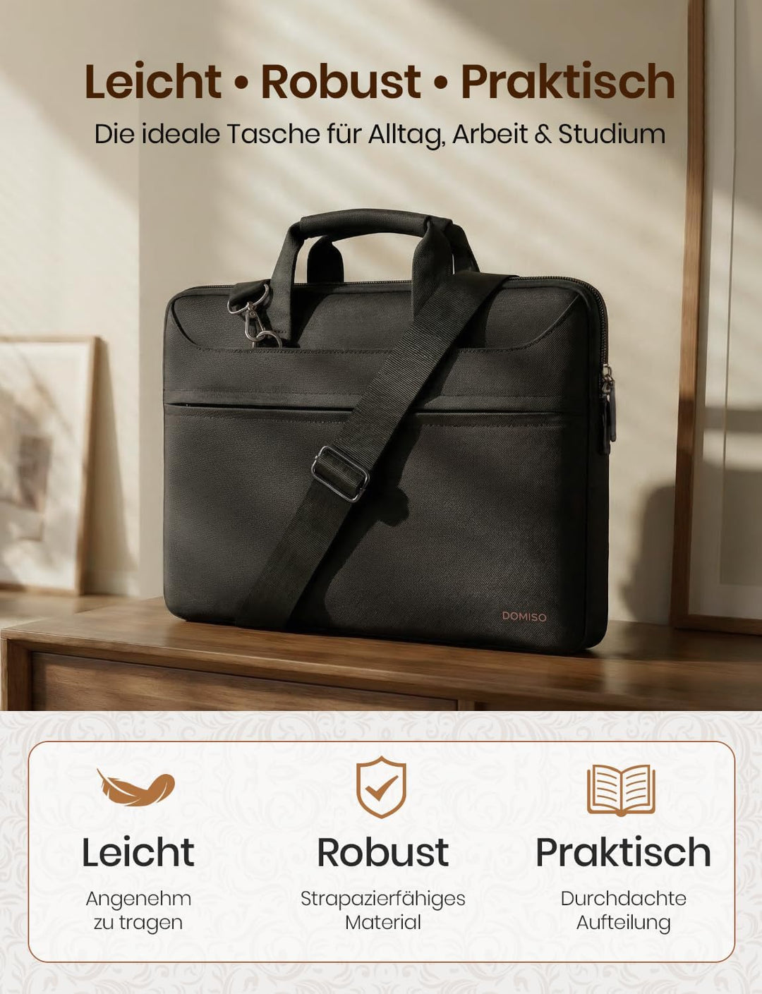 DOMISO Laptop-Hülle AA40 15 - 15,6 Zoll Schwarz, 15 - 15,6 Zoll Schwarz