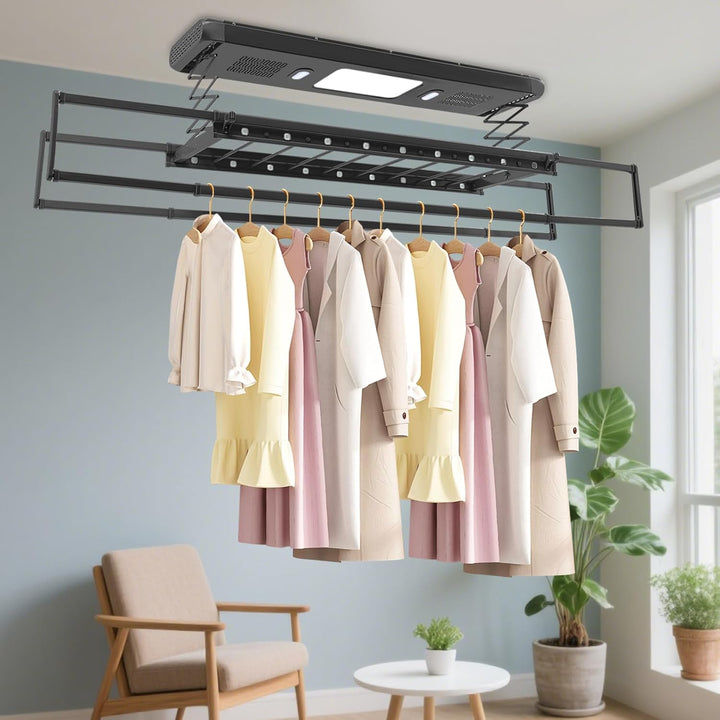 Elektrisch Decken Wäschetrockner, Ausziehbar Deckenmontage Elektrisch Wäscheständer, mit Fernbedienu
