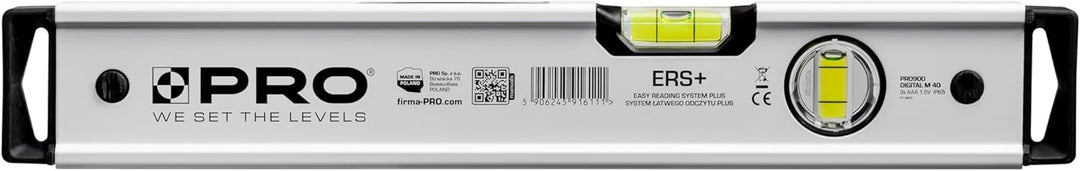 PRO900 Digitale Wasserwaage 40cm mit 2 LCD Displays - Elektronische Wasserwaage mit Messwertspeicher