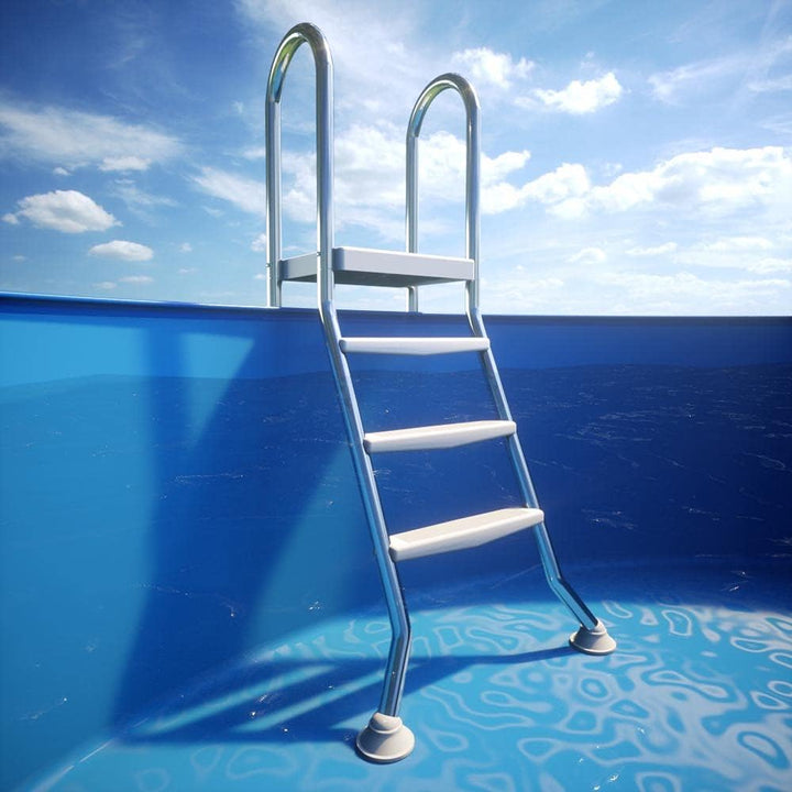 Original ASTRAL Edelstahl Leiter für teileingelassene Pools 0,90-1,00 m - 1x 1 Stufe + 1x 3 Stufen -