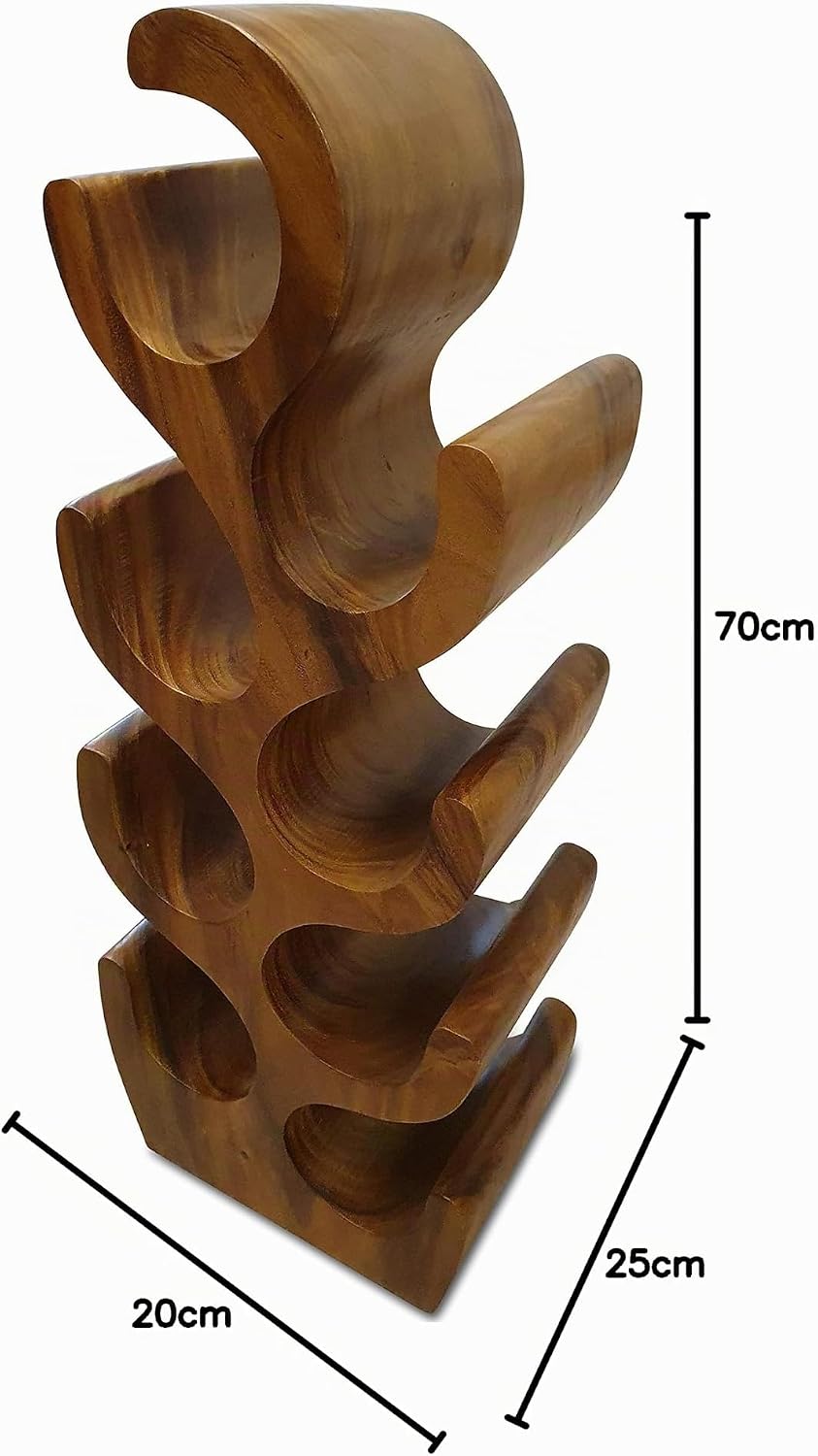 Kinaree Massivholz Weinregal für 8 Flaschen - 70cm freistehendes Flaschenregal in Baum Form aus eine