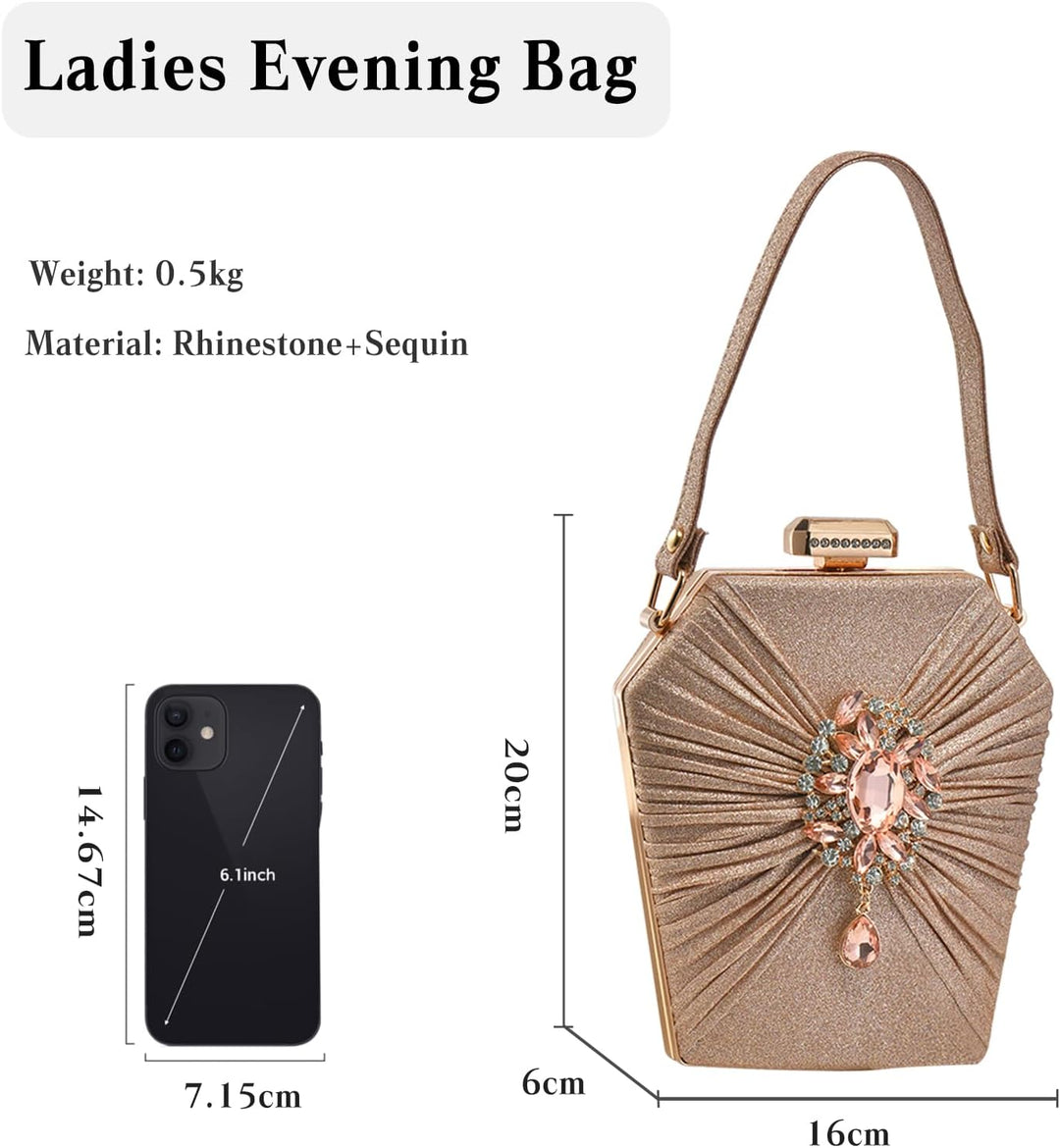 CORIOS Abendtasche Damen Strass Clutch Bag Shiny Diamant Handtasche Klein Tasche Elegante Umhängetas